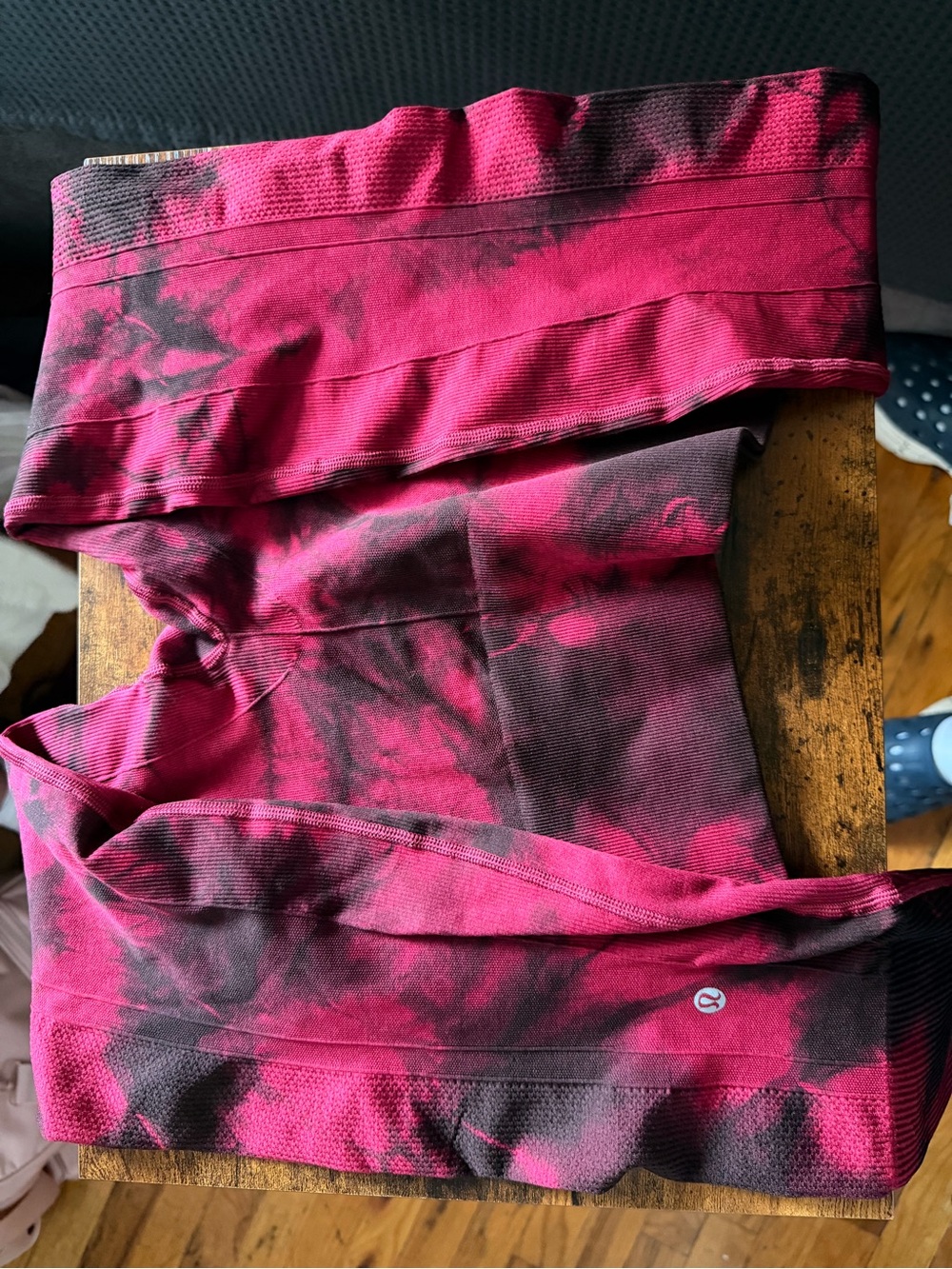 lululemon athletica Pink and Black Tie-Dye Seamless Leggings